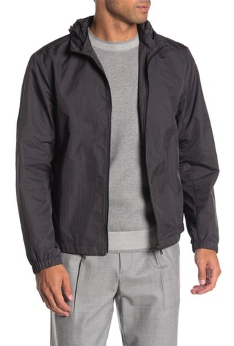 Imbracaminte barbati theory samuel tech gingham zip hood jacket charcoal