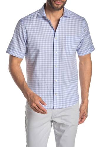 Imbracaminte barbati thomas dean checkered print short sleeve regular fit shirt purple