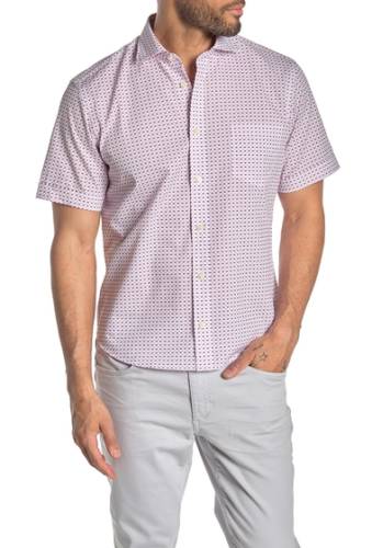 Imbracaminte barbati thomas dean geo print short sleeve regular fit shirt pink