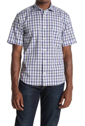 Imbracaminte barbati thomas dean plaid print short sleeve regular fit shirt purple