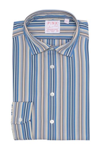 Imbracaminte barbati thomas pink archive regent stripe print dress shirt bluegrey