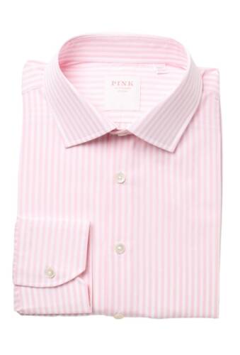 Imbracaminte barbati thomas pink bengal wide stripe dress shirt pale pinkwhite