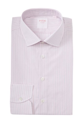 Imbracaminte barbati thomas pink piumino stripe print dress shirt pale pinkwhite