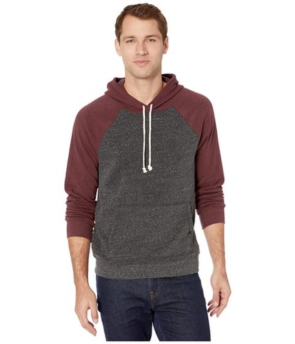 Imbracaminte barbati threads 4 thought baseline color block pullover hoodie heather blackmaroon rust
