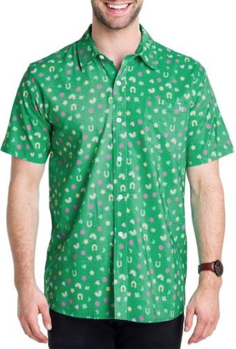 Imbracaminte barbati tipsy elves lucky charmer tailored fit shirt green
