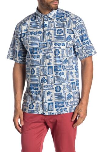 Imbracaminte barbati tommy bahama lido beach short sleeve tropical print hawaiian shirt madras blu