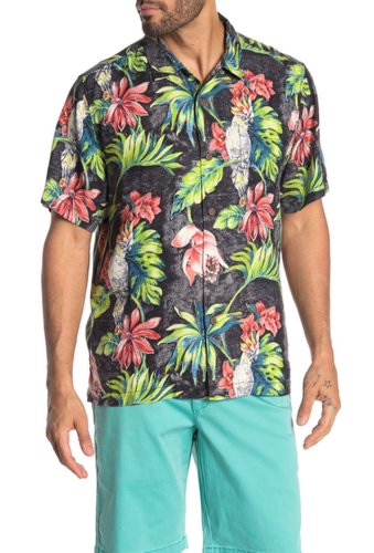 Imbracaminte barbati tommy bahama tahitian tweets floral print woven hawaiian shirt black