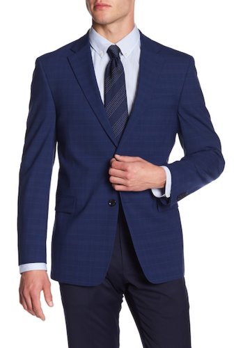 Imbracaminte barbati tommy hilfiger adams navy plaid two button notch lapel suit separates jacket navy plaid