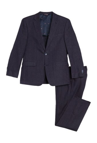 Imbracaminte barbati tommy hilfiger navy red stripe print two button notch lapel linen suit navyred