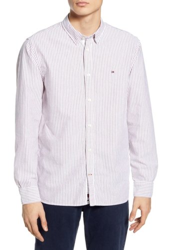 Imbracaminte barbati tommy hilfiger slim fit stripe organic oxford button-down shirt 0dm-bright verm