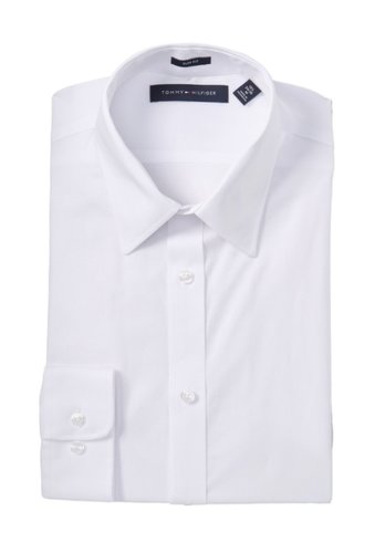 Imbracaminte barbati tommy hilfiger solid slim fit dress shirt white
