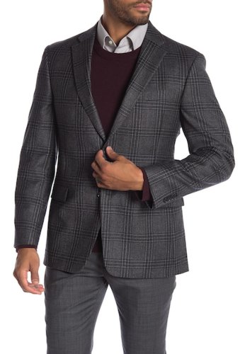 Imbracaminte barbati tommy hilfiger tan black plaid two button notch lapel wool classic fit suit separates jacket tanblack