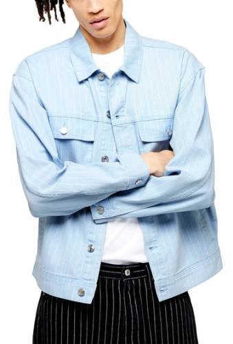 Imbracaminte barbati topman bleach stripe denim jacket blue multi