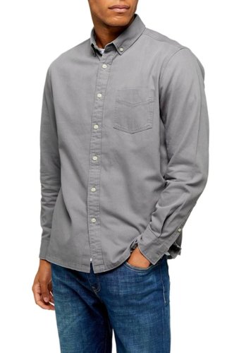 Imbracaminte barbati topman classic fit button-down twill shirt grey