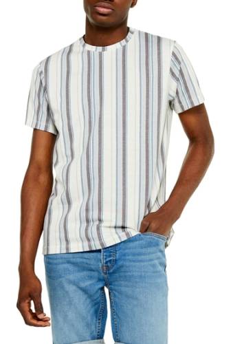 Imbracaminte barbati topman classic fit stripe t-shirt white multi