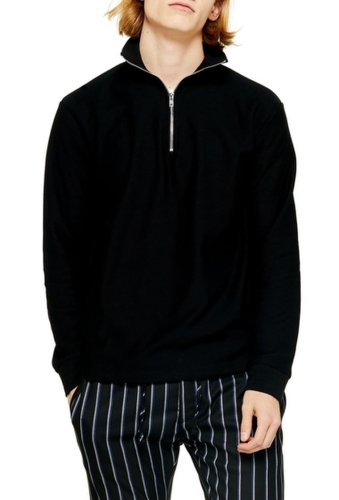 Imbracaminte barbati topman classic quarter zip twill knit sweatshirt black