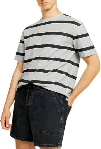 Imbracaminte barbati topman oversize stripe loopback t-shirt grey multi