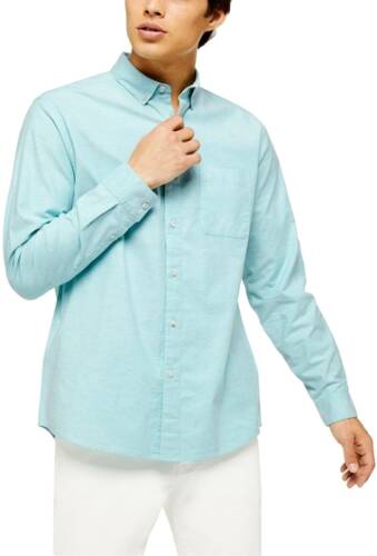 Imbracaminte barbati topman oxford skinny fit stretch cotton button-down shirt blue