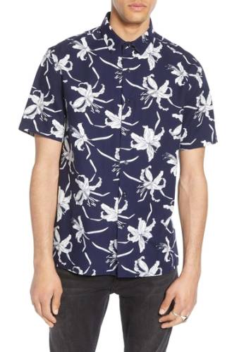 Imbracaminte barbati topman skinny fit floral hawaiian shirt navy blue multi