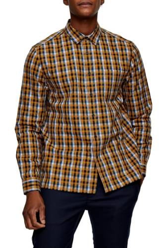 Imbracaminte barbati topman slim fit button-up flannel shirt blue multi