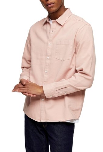 Imbracaminte barbati topman twill slim fit button-up shirt pink