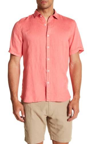 Imbracaminte barbati toscano short sleeve solid woven shirt guava