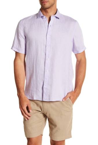 Imbracaminte barbati toscano short sleeve solid woven shirt lavanda