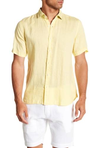 Imbracaminte barbati toscano short sleeve solid woven shirt sunshine