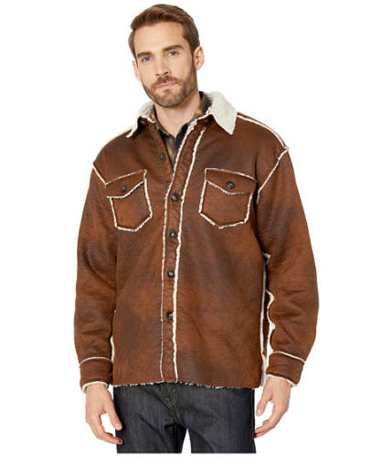Imbracaminte barbati true grit vintage bonded faux leather two-pocket button jacket vintage brown