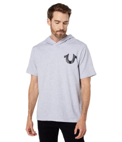 Imbracaminte barbati true religion arch logo short sleeve hoodie tee heather gray