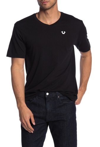 Imbracaminte barbati true religion horseshoe logo v-neck t-shirt black
