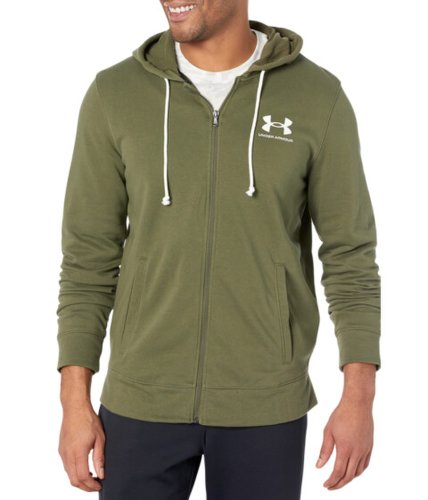 Imbracaminte barbati under armour rival terry left chest full zip hoodie marine olive drab greenonyx white