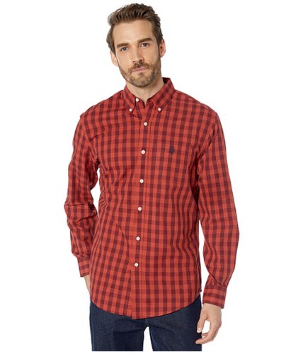 Imbracaminte barbati us polo assn long sleeve classic fit plaid heather woven red heather