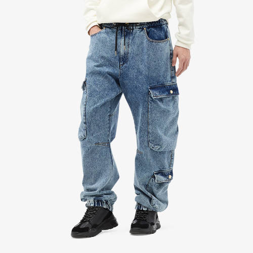 Imbracaminte barbati versace jeans couture acid wash cargo jogger indigo