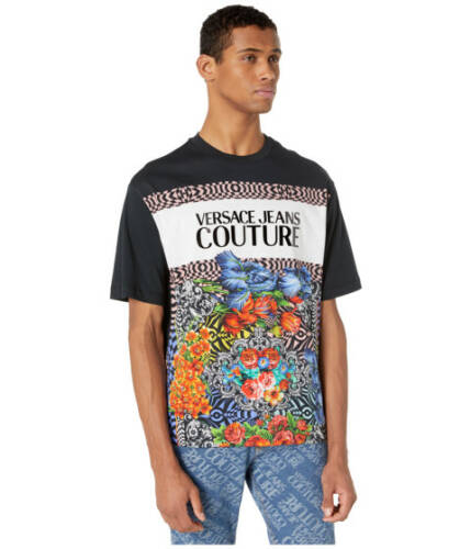 Imbracaminte barbati versace jeans couture oversized optical flower print logo t-shirt black