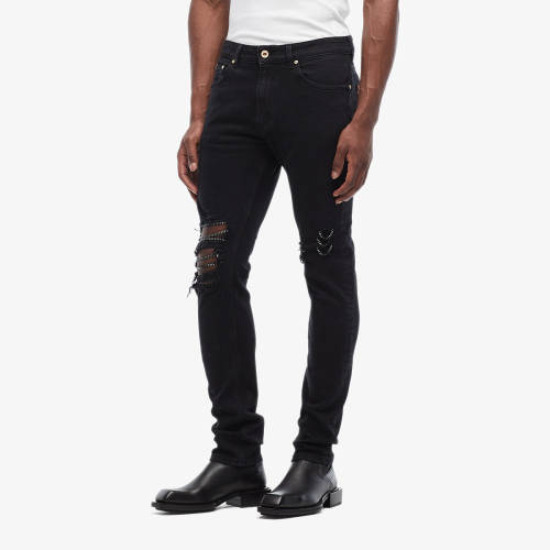 Imbracaminte barbati versace jeans couture skinny fit jeans chain knee details black