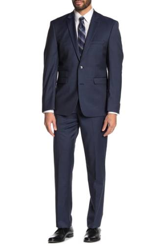 Imbracaminte barbati vince camuto blue solid two button notch lapel wool slim fit suit blue solid