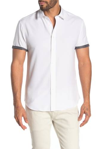 Imbracaminte barbati Vince Camuto regular fit short sleeve performance woven shirt white solid