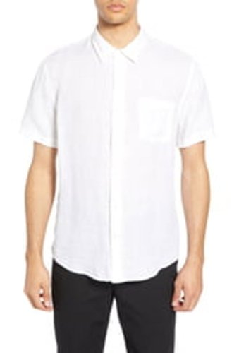 Imbracaminte barbati vince linen regular fit button down shirt optic white
