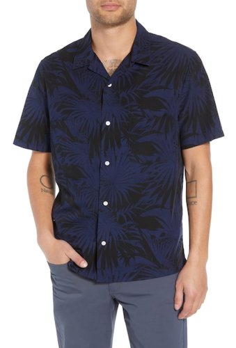Imbracaminte barbati vince palm leaf cabana woven slim fit hawaiian shirt blacksapphire