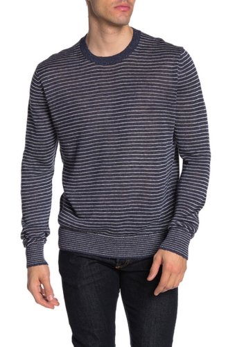 Imbracaminte barbati vince striped crew neck linen sweater h coastalh white