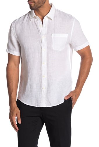 Imbracaminte barbati vince washed linen slim fit shirt optic white