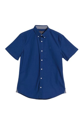 Imbracaminte barbati wallin bros oxford short sleeve slim fit shirt blue estate oxford