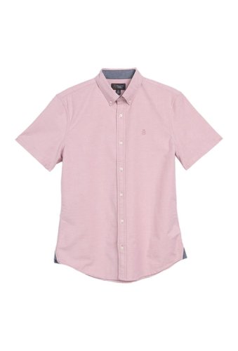 Imbracaminte barbati wallin bros oxford short sleeve slim fit shirt pink compact oxford