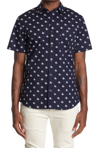 Imbracaminte barbati wallin bros printed short sleeve trim fit shirt navy- white octopus