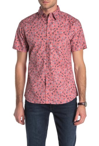 Imbracaminte barbati wallin bros short sleeve printed woven button-down trim fit shirt pink watercolor berries