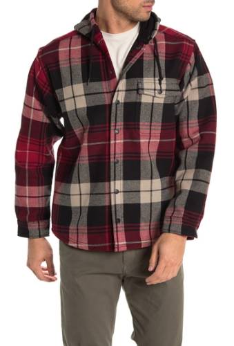 Imbracaminte barbati wolverine bucksaw plaid flannel fleece lined hooded shirt jacket chili plaid