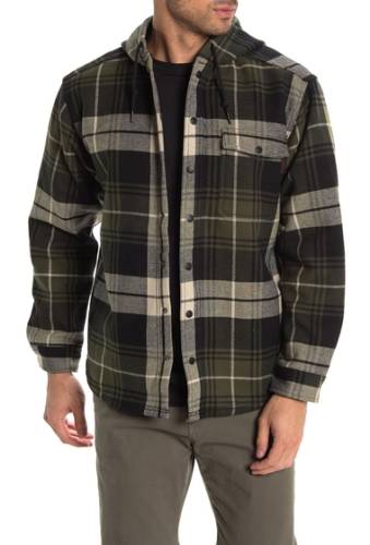 Imbracaminte barbati wolverine bucksaw plaid flannel fleece lined hooded shirt jacket forest plaid