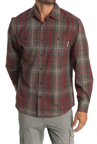 Imbracaminte barbati wolverine plainwell plaid print long sleeve shirt dark brick