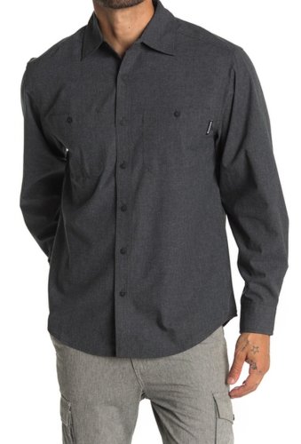 Imbracaminte barbati wolverine plainwell solid long sleeve shirt onyx heath